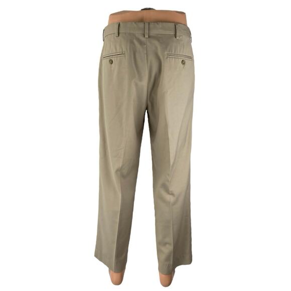 Kenneth Cole Men's Brown Pleated Straight Chino Khaki Trousers Dress Pants 33x32 - Picture 3 of 5